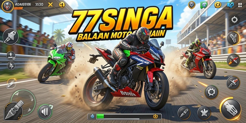 Gameplay seru balapan motor dalam 77SINGA yang memacu adrenalin.
