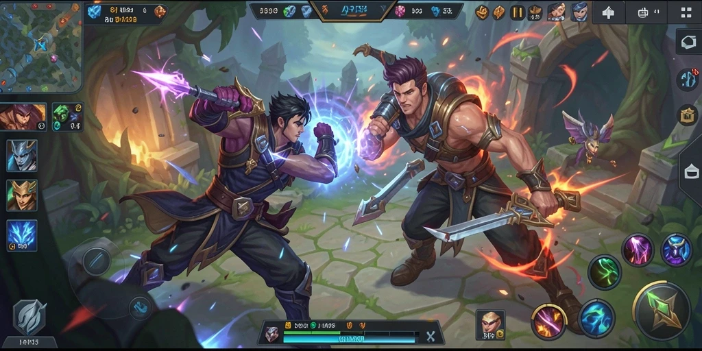 Screenshot API33 menampilkan pertarungan epik dalam dunia MOBA.