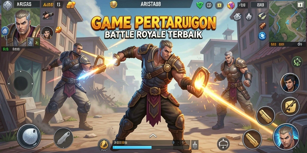 Tangkapan layar utama ARISTA88 menampilkan aksi pertarungan Battle Royale yang mendebarkan.