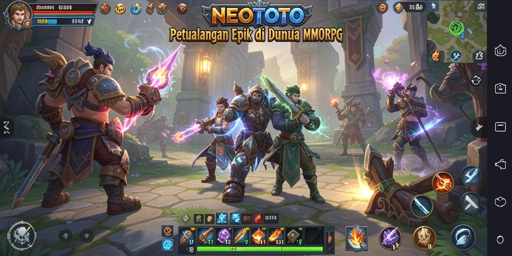Gameplay NEOTOTO menampilkan pertarungan seru dalam dunia MMORPG.