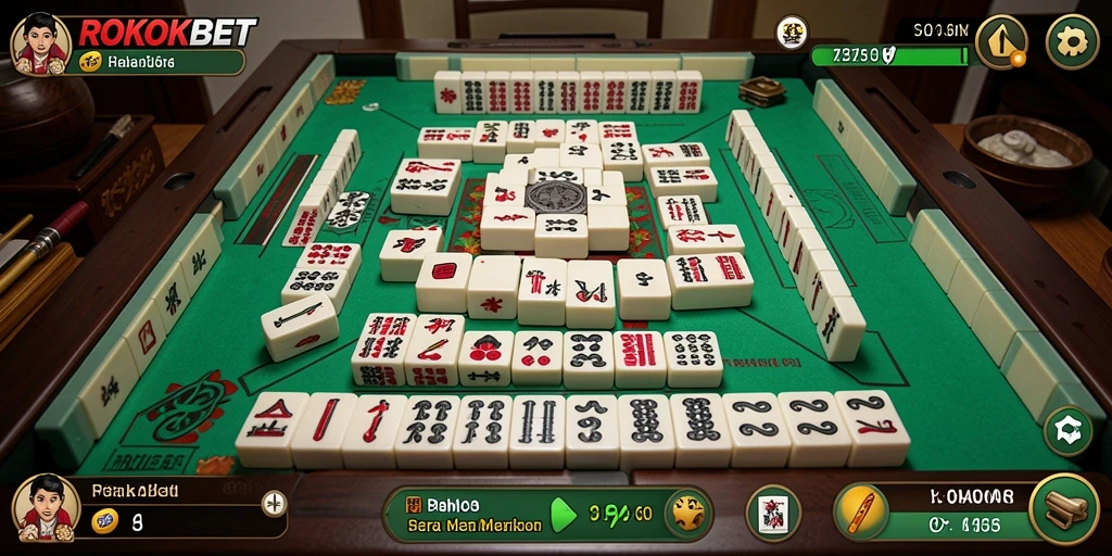 Tampilan gameplay Mahjong yang seru dan menantang di ROKOKBET.