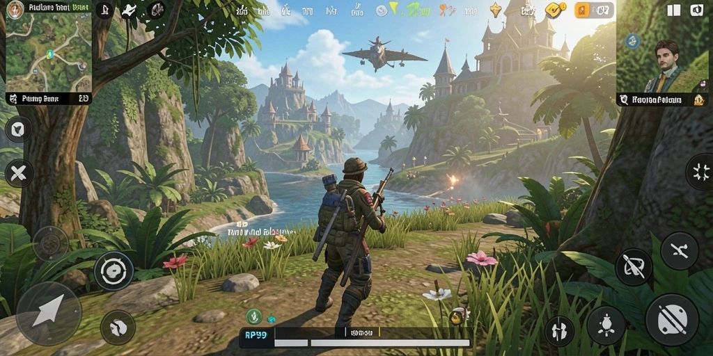 Screenshot gameplay RP99 menampilkan aksi eksplorasi dunia terbuka yang mendebarkan.